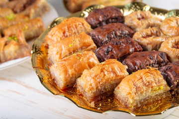 Turkish Ramadan Dessert Baklava with concept background