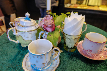 tea set close-up on the table