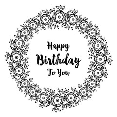 Happy Birthday greeting card with floral vector art