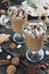 Hot cocoa with marshmallows and chocolate