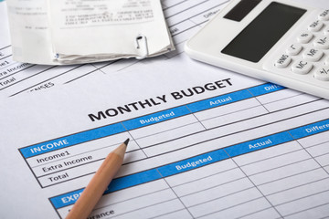 Monthly budget planning concept