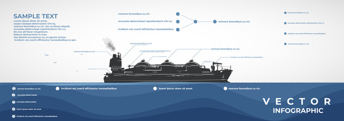 LNG carrier, vector infographics.