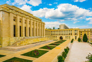 Palace of Nations building - seat of the United nations - in Geneva, Switzerland