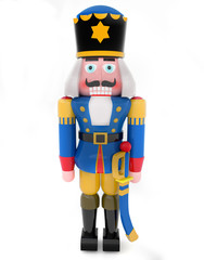 3d rendering German traditional wooden nutcracker in the form of a soldier on a white background isolate