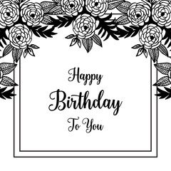 Happy birthday greeting card with flower vector illustration