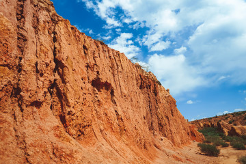 the landscape of the red mountains