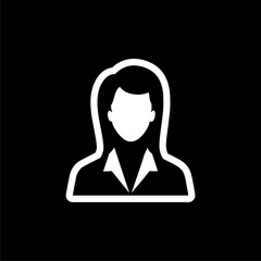 White Business Woman icon or logo on dark background