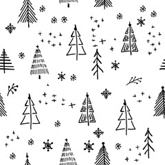 Scandinavian seamless pattern of Christmas handdrawing graphics