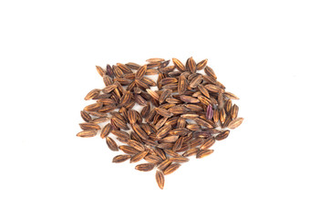 Pile of brown rice isolated on white background