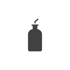 Olive oil bottle vector icon. filled flat sign for mobile concept and web design. Dispenser bottle simple solid icon. Symbol, logo illustration. Pixel perfect vector graphics