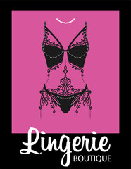 Lingerie luxury style vector tag background. Stylish design for underwear shop.