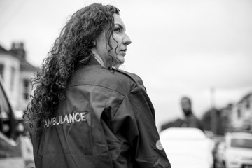 Portrait of female paramedic in uniform