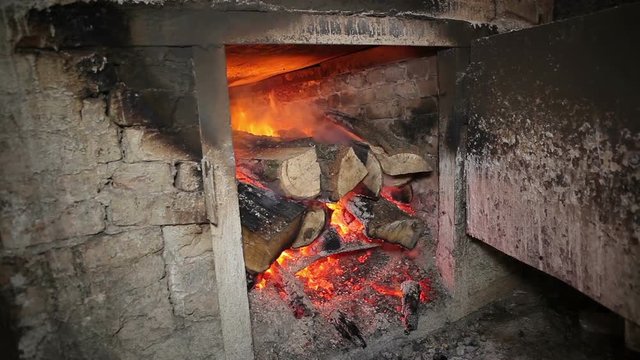 Big old stove firebox. Salt factory. Drogobych. Ukraine