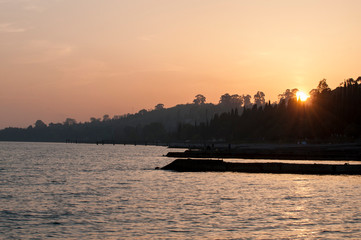 Sunset over the Black Sea. Abkhazia. new afon