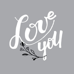 Obraz premium Lettering banner - Love You, Valentine's Day