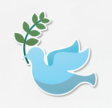 Peace symbol dove with a plant icon
