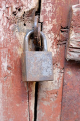 padlock on old door