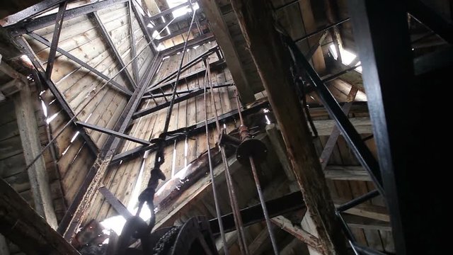 Part of the salt mine.Old wooden building for pumping brine.Old salt plant Drogobych. Ukraine.