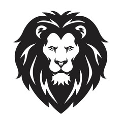 Lion Head Logo, Sign, Vector Black and White Design