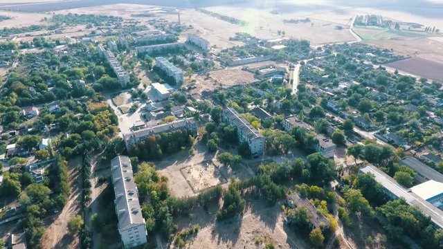 Aerial shot of Askania-Nova, the center of dry Taurida steppe sanctuary  