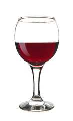Glass of red wine on white background