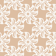 Fototapeta premium White floral seamless pattern on beige background