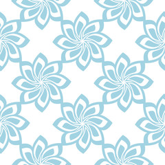 Fototapeta premium Blue floral seamless pattern on white background