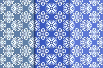 Foto op Canvas Set of floral ornaments. Vertical blue seamless patterns © Liudmyla