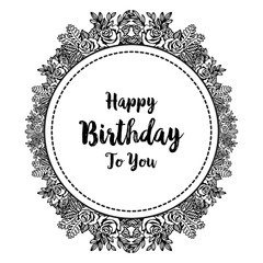 card happy birthday with floral hand draw vector