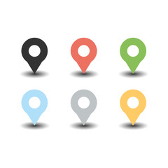 Locating colorful icon set vector in modern flat style for web, graphic and mobile design. Locating icon vector isolated on white background