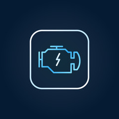 Electric car engine vector outline colored icon or symbol on dark background