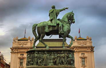 The Republic Square, the statue of Prince Michael on horse,.Belgrade, Serbia