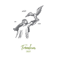 Freedom, Islam, lifestyle, fascination concept. Hand drawn isolated vector.