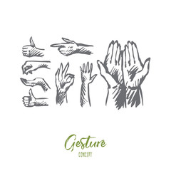 Hand, palm, human, finger, gesture concept. Hand drawn isolated vector.