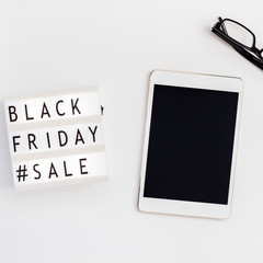 Black friday sale text on white lightbox