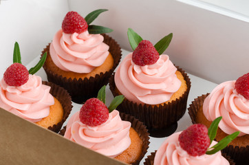 Cupcakes with raspberry cream.