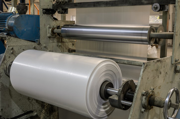Machine with polyethylene for the production of plastic bags