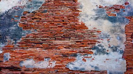 Ancient wall brick temple Ayutthaya