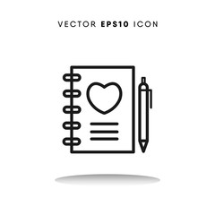 Diary valentines day vector icon