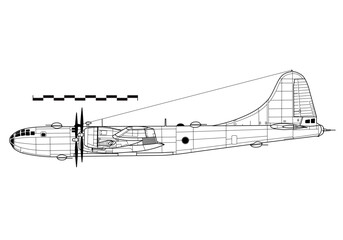 Combat aircraft. Boeing B-29 SUPERFORTRESS. Outline drawing