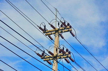 Electric pole wire line cable post