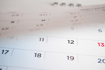 calendar page flipping sheet close up background
