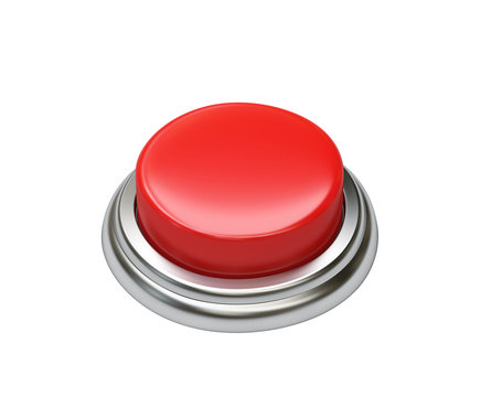 Red button isolated on white. Clipping path included