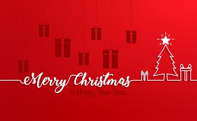 christmas and happy new year with red background