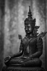 The old Buddha Statue in Black and white Tone 