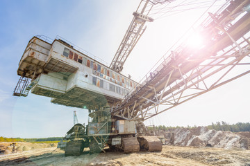 the excavator on production of minerals