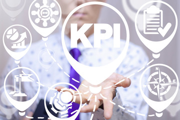 KPI - Key Performance Indicator Business Success. Intelligence metrics to measure achievement...