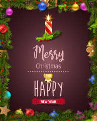 Merry Christmas with abstract Christmas tree. Merry Christmas and happy new year greeting card vector design.