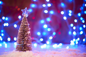 abstract christmas tree on red background