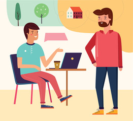 Illustration with people at a business meeting